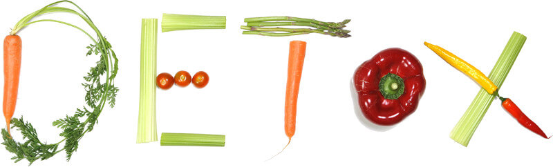 DETOX spelled with food
